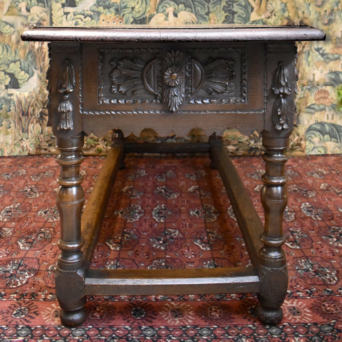 17th-century Dining Table Made Of Solid Oak, Renaissance Style, With A Console Design-photo-2