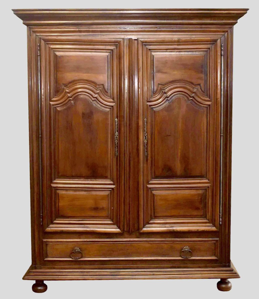 Small Louis XIV-style Walnut Cabinet With 2 Doors And 1 Drawer; Can Be Disassembled. -photo-2