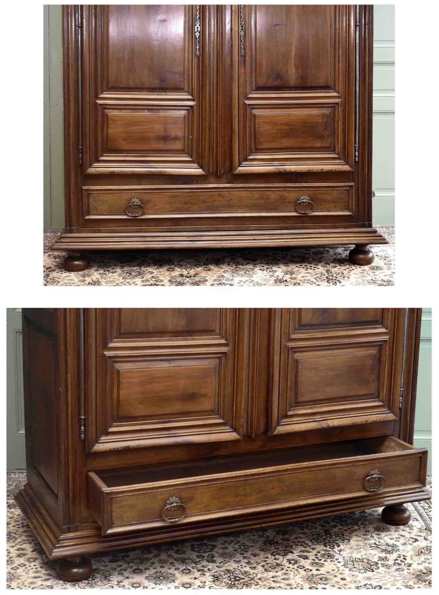 Small Louis XIV-style Walnut Cabinet With 2 Doors And 1 Drawer; Can Be Disassembled. -photo-4