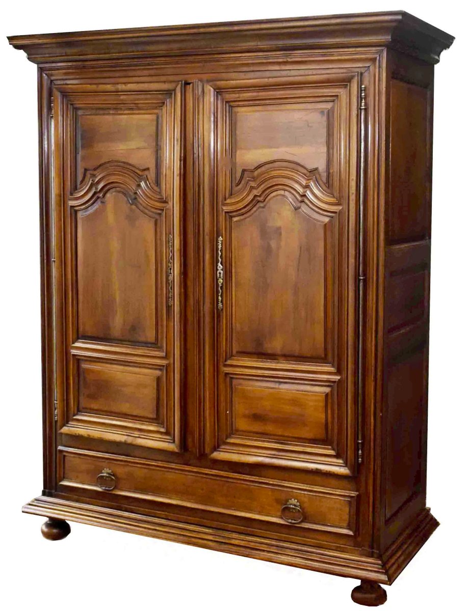 Small Louis XIV-style Walnut Cabinet With 2 Doors And 1 Drawer; Can Be Disassembled. 