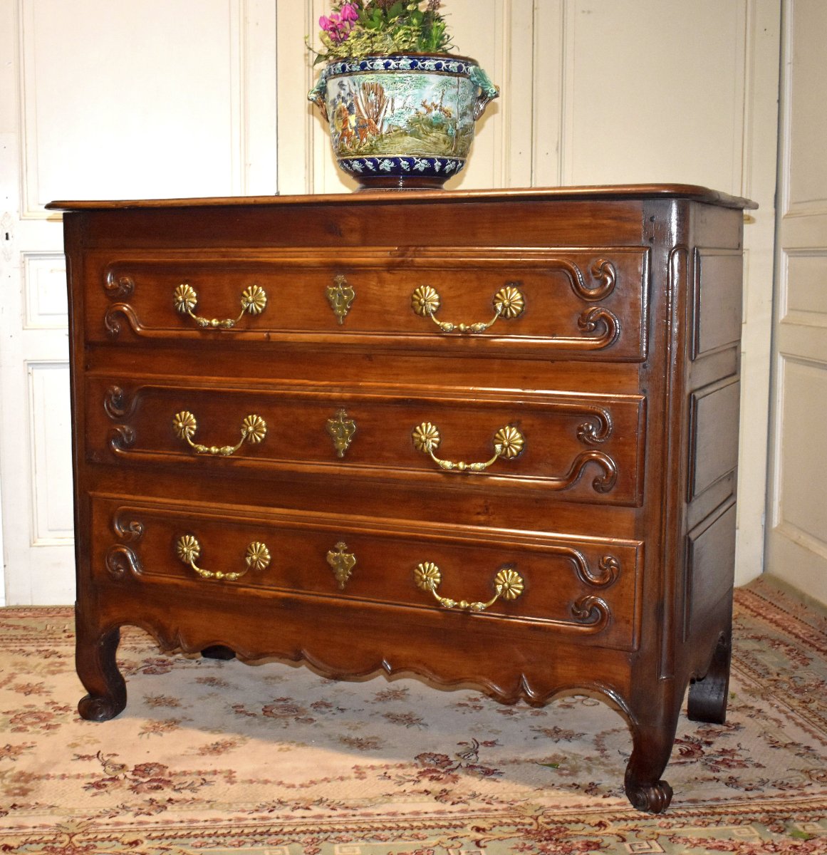 Commode Louis XV , Epoque XVIIIe siècle  en Cerisier Et Chêne Massif,  région Castres Languedoc-photo-1