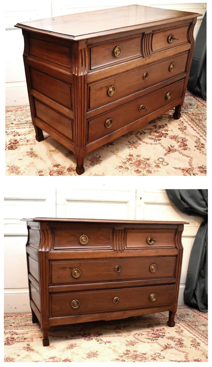  Commode  Louis XVI En Bois massif époque fin  XVIIIe siècle,  plateau bois, -photo-4
