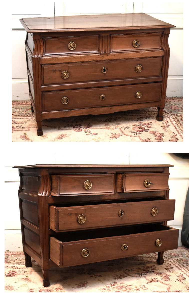  Commode  Louis XVI En Bois massif époque fin  XVIIIe siècle,  plateau bois, -photo-1