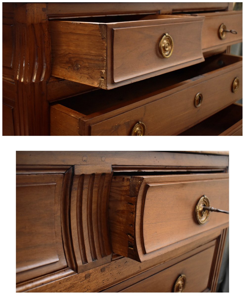  Commode  Louis XVI En Bois massif époque fin  XVIIIe siècle,  plateau bois, -photo-5