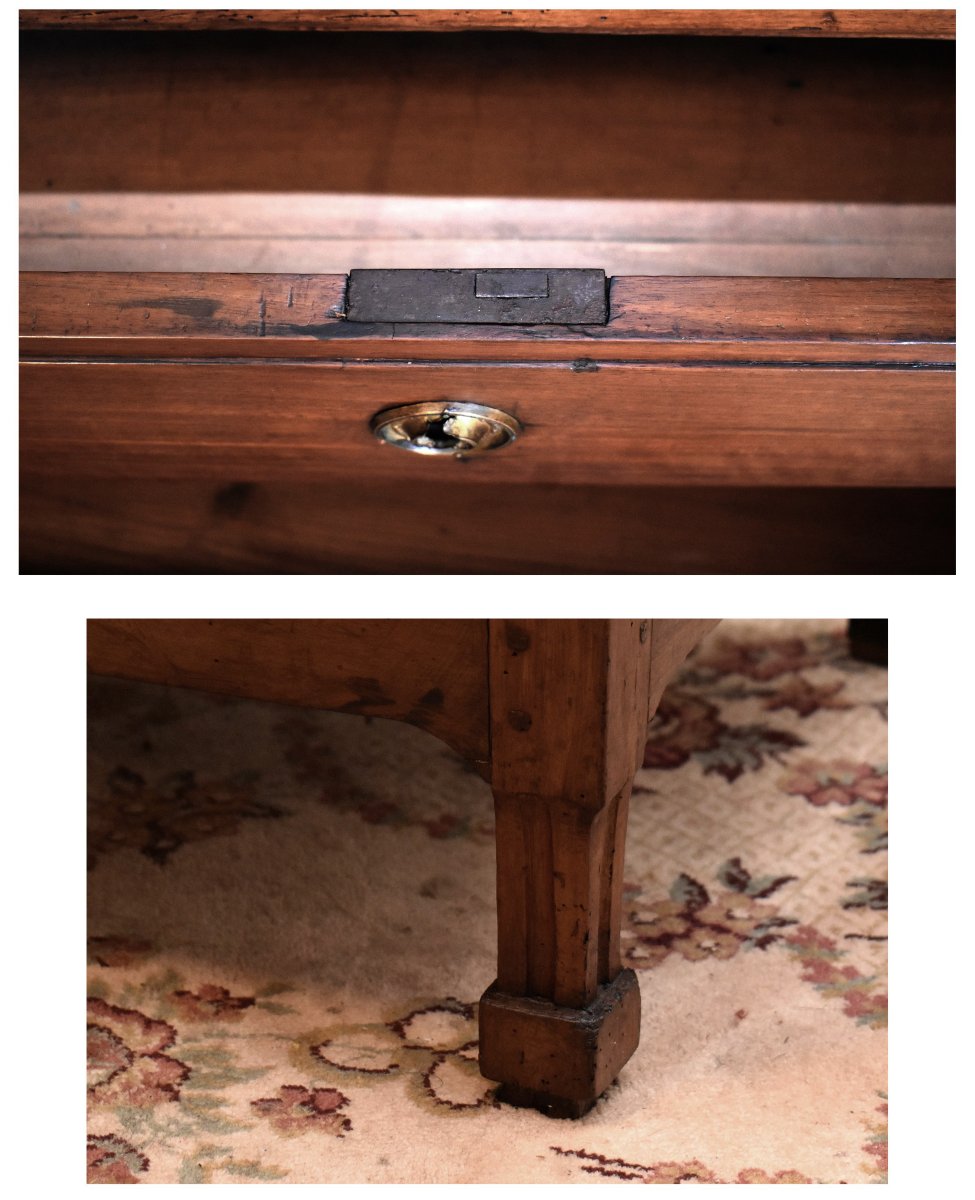  Commode  Louis XVI En Bois massif époque fin  XVIIIe siècle,  plateau bois, -photo-8