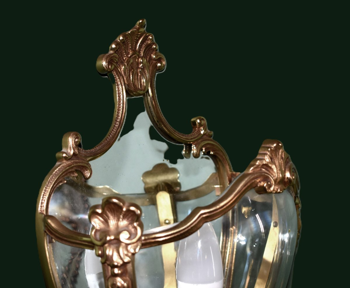 Applique De Style Louis XV  En Bronze , Verres Bombés Et Fond Miroir, Décor Coquilles Rocaille-photo-1