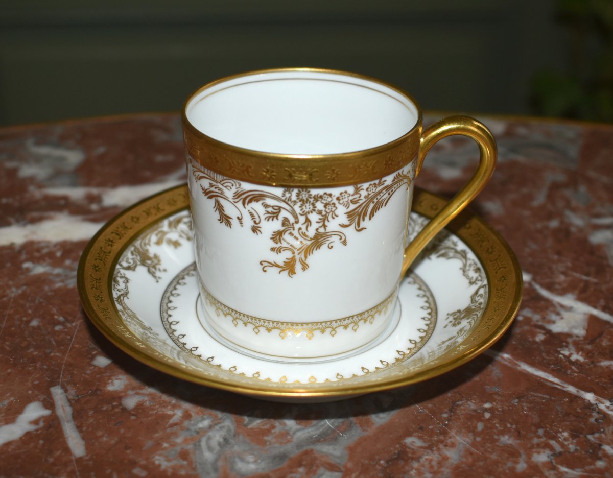 Haviland Limoges ,  Tasse de collection en porcelaine double incrustation or poli à l'agate-photo-4