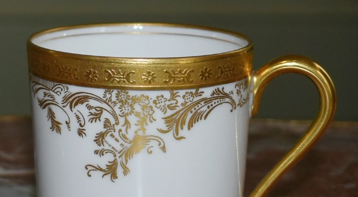 Haviland Limoges ,  Tasse de collection en porcelaine double incrustation or poli à l'agate-photo-3