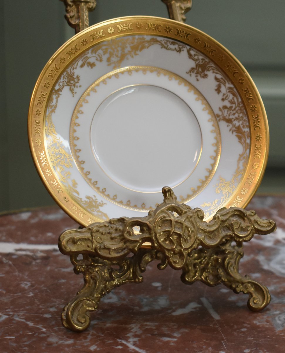 Haviland Limoges ,  Tasse de collection en porcelaine double incrustation or poli à l'agate-photo-5