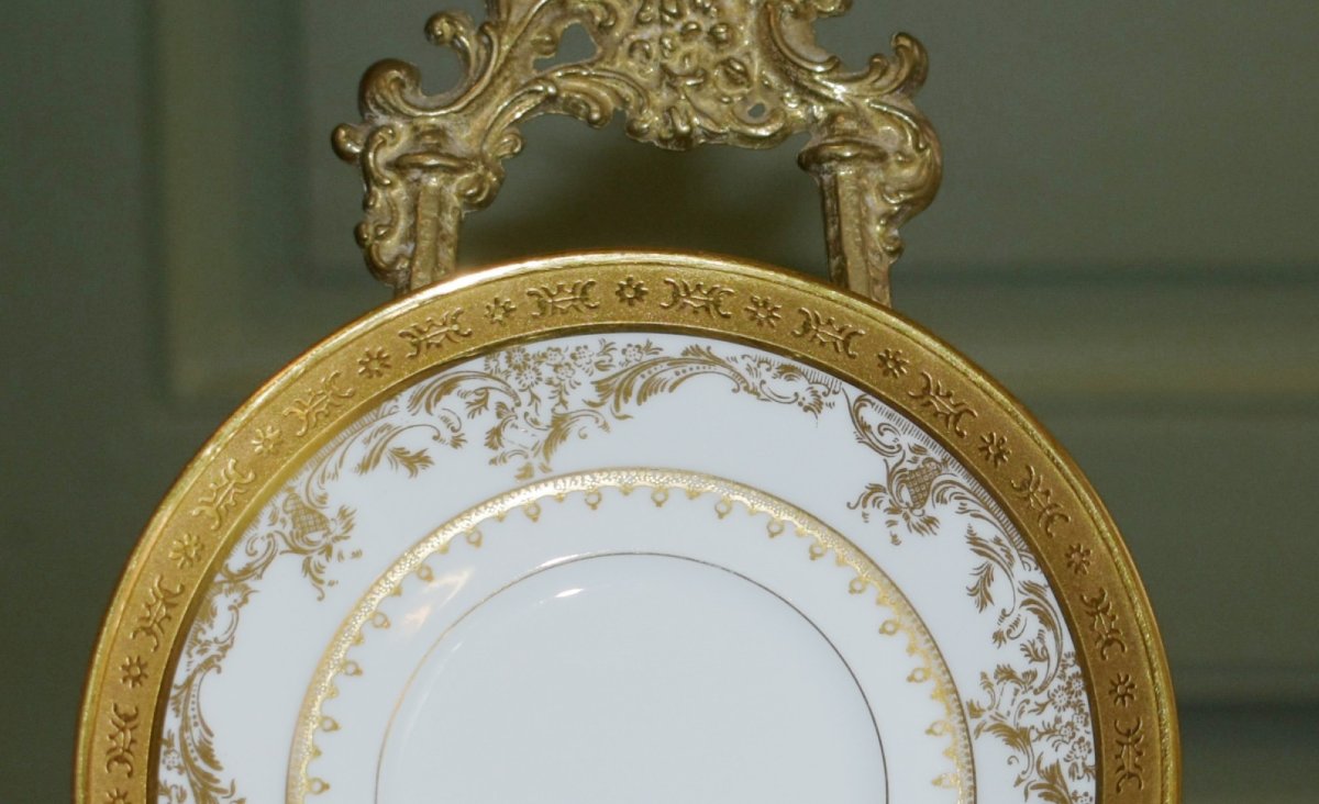 Haviland Limoges ,  Tasse de collection en porcelaine double incrustation or poli à l'agate-photo-6