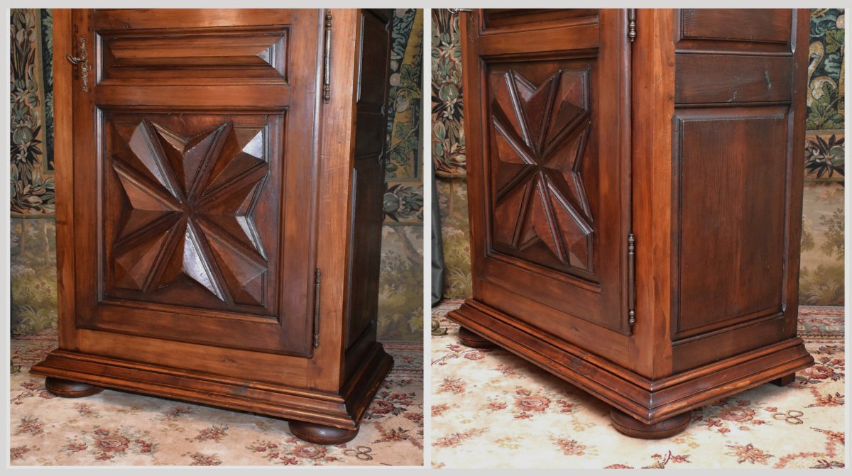 Louis XIII-style Wooden Dresser With Fruit Motifs And Miscellaneous Decorations, 1-door Cabinet, Diamond-shaped Nails -photo-1