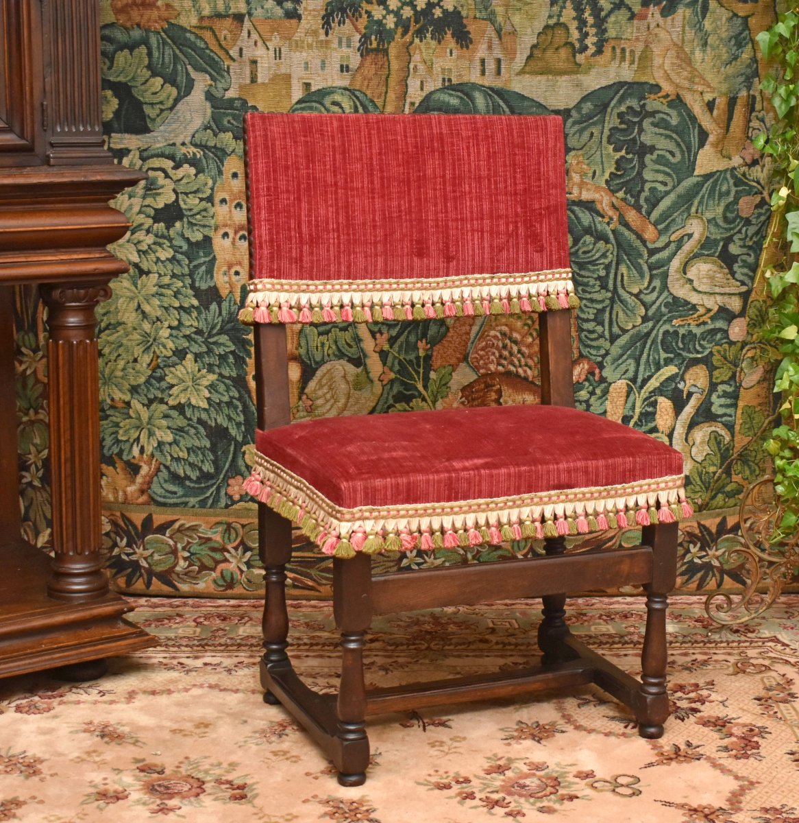 Paire De Chaises à Dos de Style Renaissance - Louis XIII à dossier plat et court     -photo-4