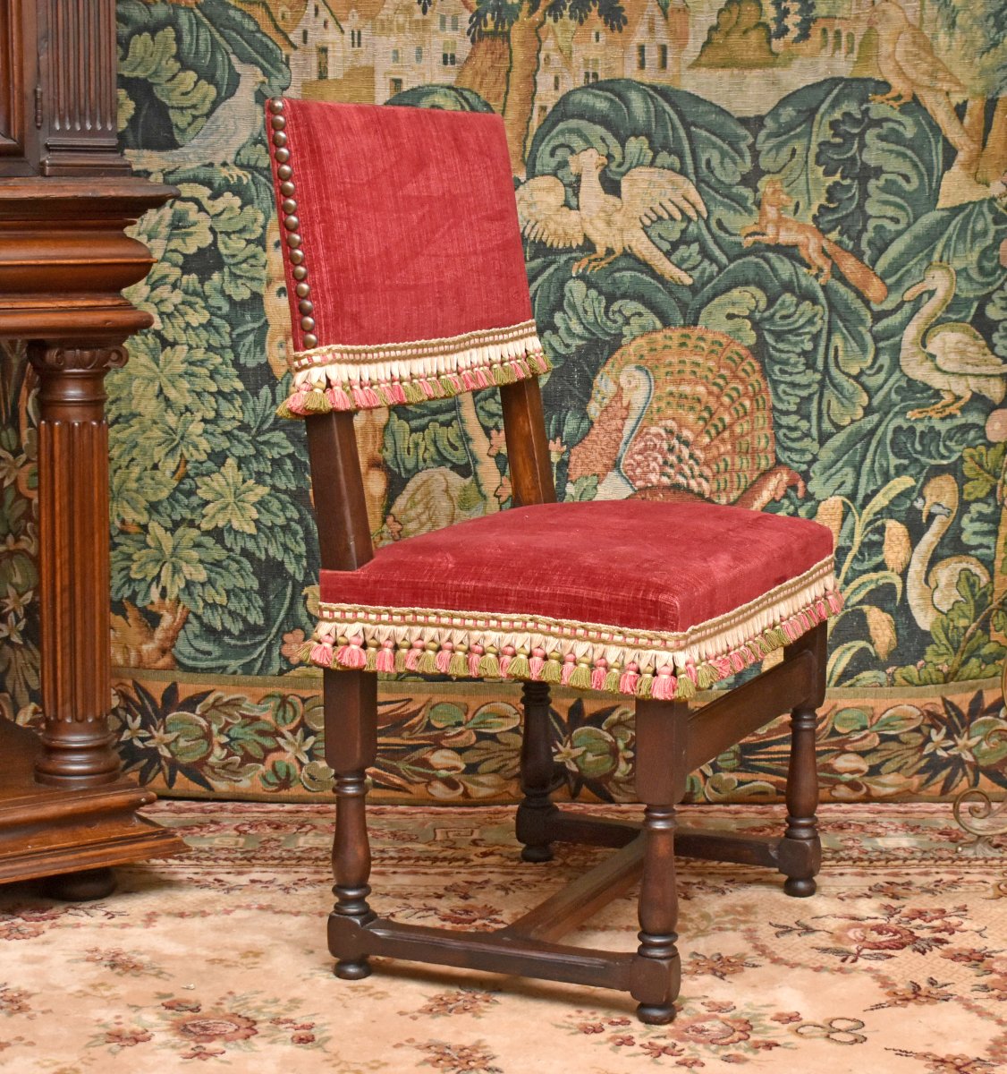 Paire De Chaises à Dos de Style Renaissance - Louis XIII à dossier plat et court     -photo-1
