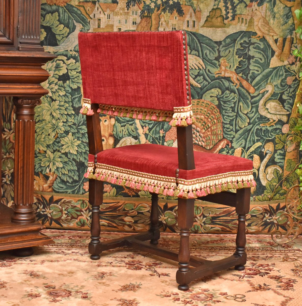 Paire De Chaises à Dos de Style Renaissance - Louis XIII à dossier plat et court     -photo-4