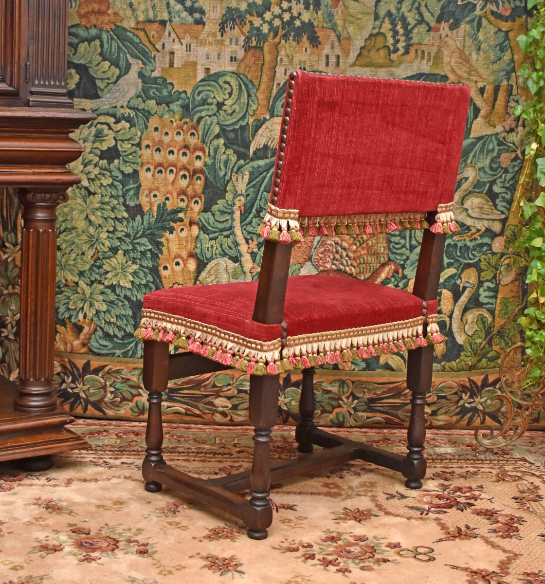Paire De Chaises à Dos de Style Renaissance - Louis XIII à dossier plat et court     -photo-5