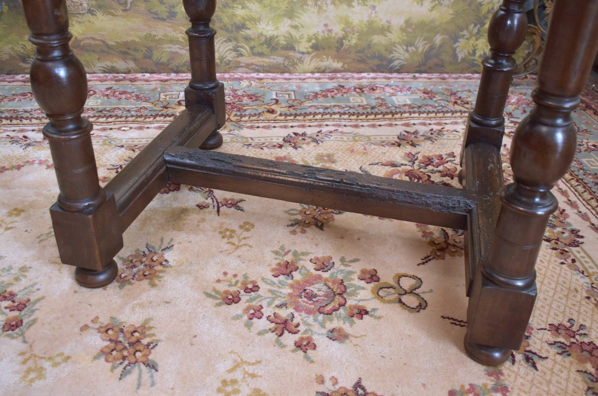 Small 18th-century Walnut Writing Table, 1-drawer Desk, Louis XIII – Louis XIV Style-photo-4