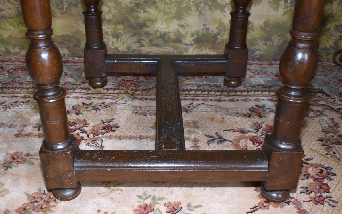 Small 18th-century Walnut Writing Table, 1-drawer Desk, Louis XIII – Louis XIV Style-photo-5