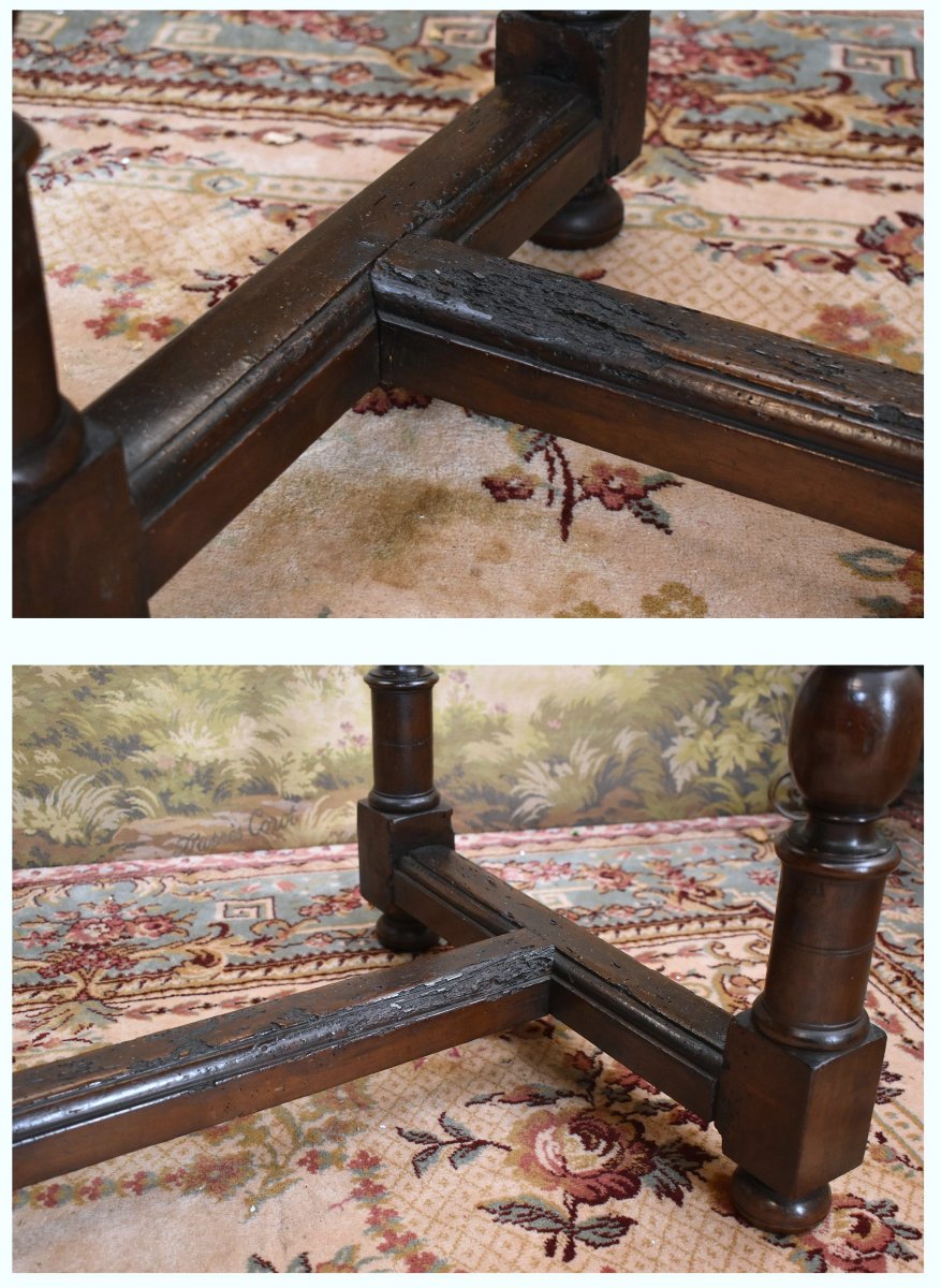Small 18th-century Walnut Writing Table, 1-drawer Desk, Louis XIII – Louis XIV Style-photo-6