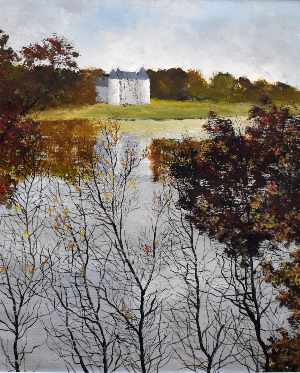 Michel Roy, Known As Michel Saint Alban, View Of The Château De La Verrerie And Its Pond, Oizon, 18-photo-1