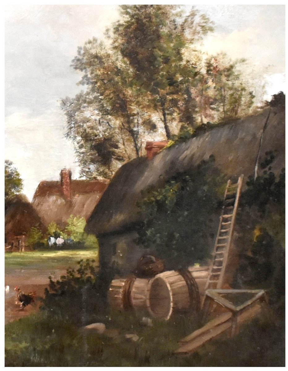 Karel. Painting: Lively Farmyard Scene,   Farmyard, Poultry, And People, Countryside.-photo-7