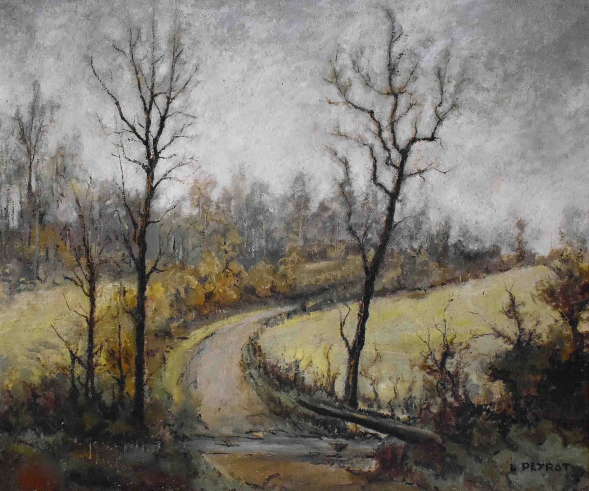 Louis Peyrat (1911–1999). Painting: Landscape, A Small Country Road.-photo-4