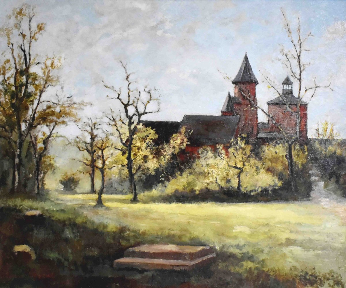 Louis Peyrat ( 1911-1999 ) . Vue de Collonges La Rouge En Corrèze ( 19 ) . Eglise saint pierre