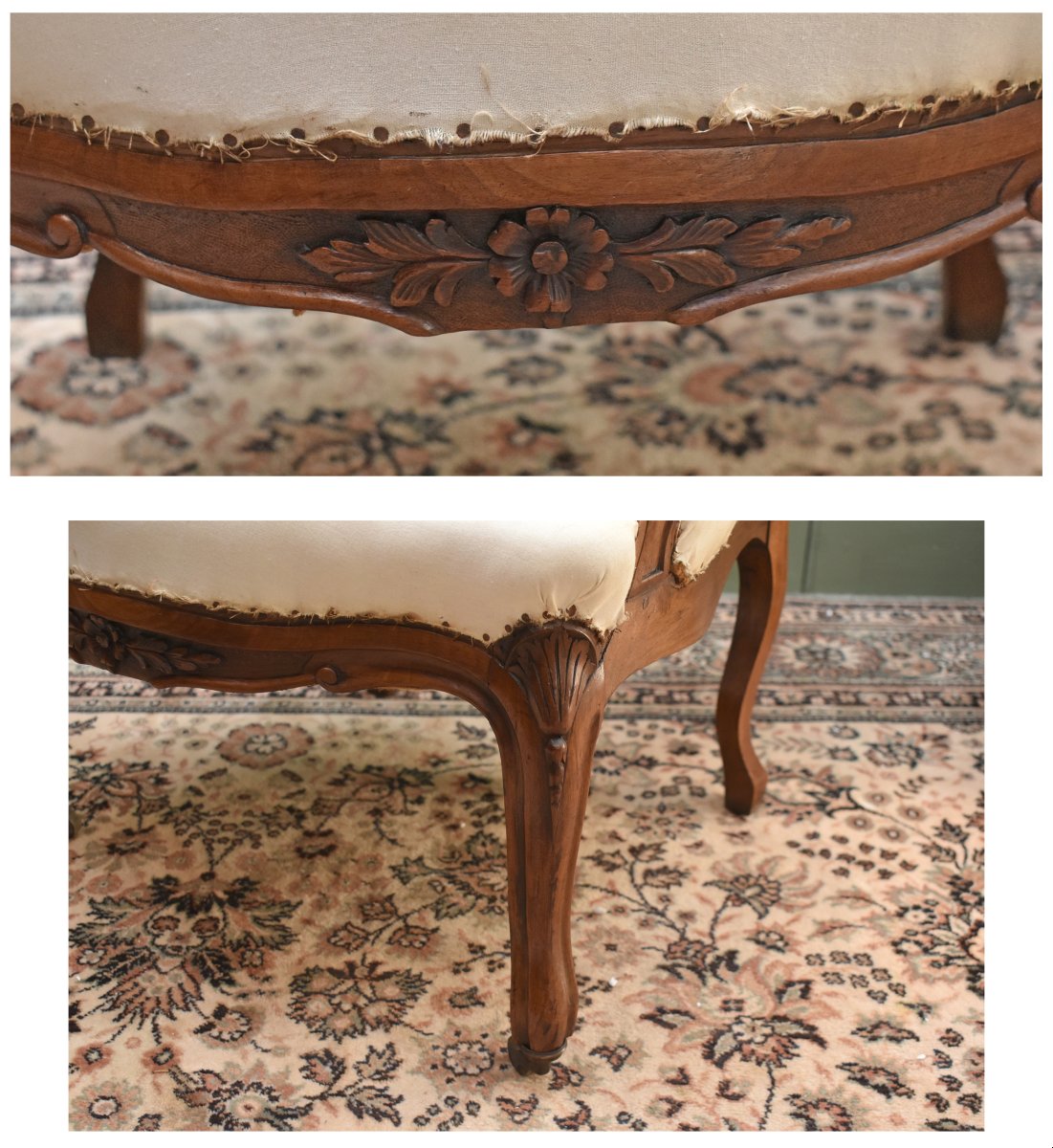 Large Louis XV-style Armchair In Walnut, With A Flat “à La Reine” Backrest, 19th Century-photo-3