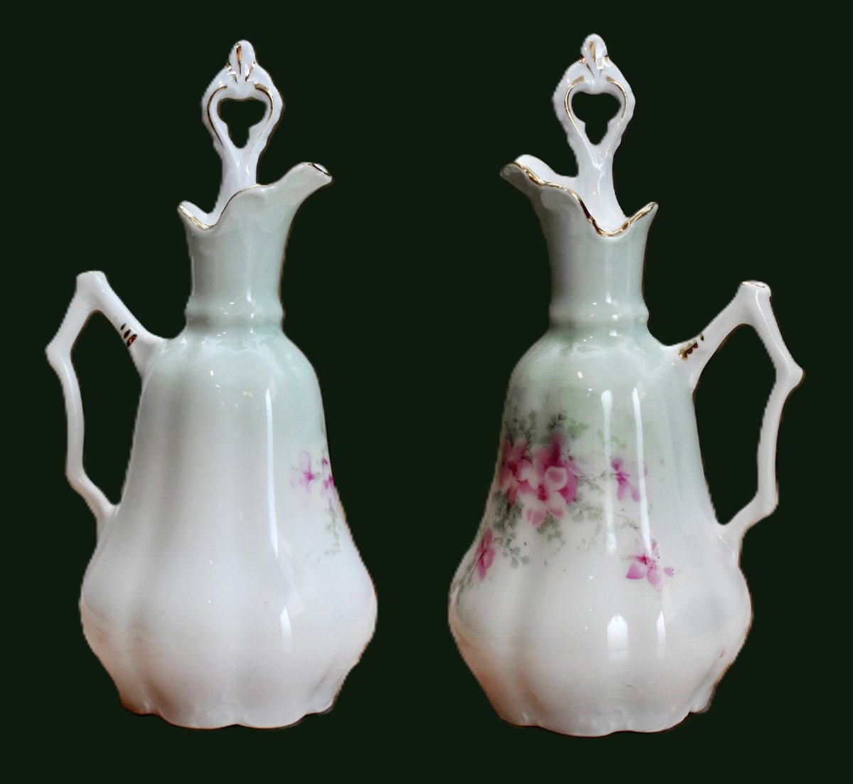 Limoges Porcelain Liqueur Set With Floral Design, Including 6 Glasses, 1 Decanter, And 1 Tray-photo-2
