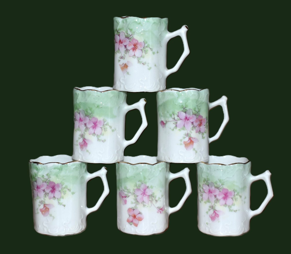 Limoges Porcelain Liqueur Set With Floral Design, Including 6 Glasses, 1 Decanter, And 1 Tray-photo-3