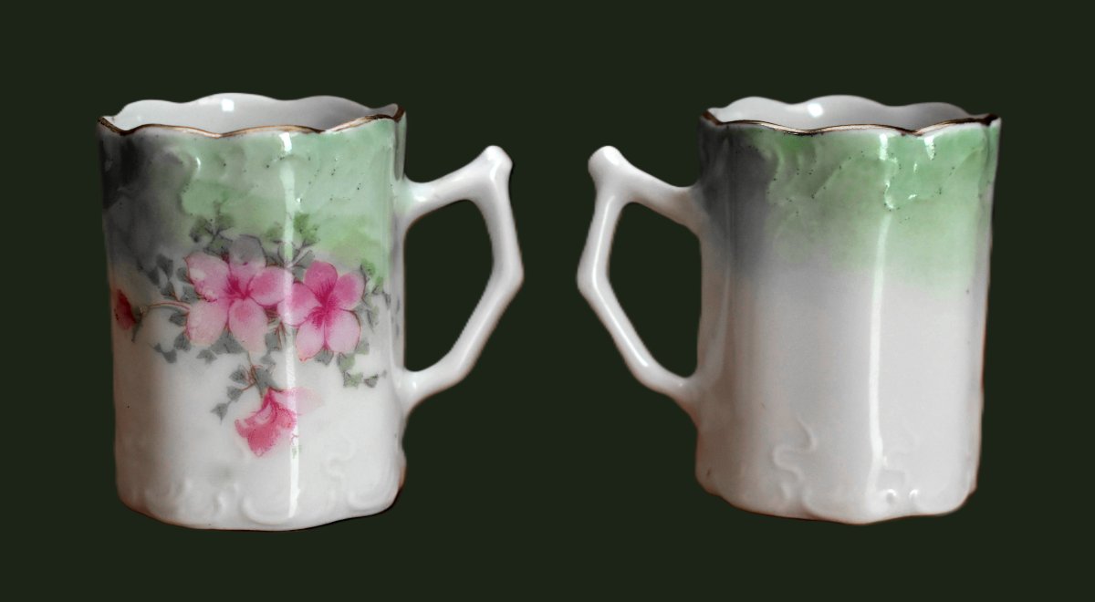 Limoges Porcelain Liqueur Set With Floral Design, Including 6 Glasses, 1 Decanter, And 1 Tray-photo-4