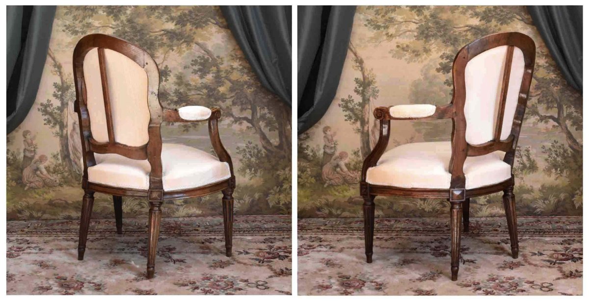 Fauteuil Cabriolet  Transition Louis XV -  Louis XVI  En Hêtre Patiné, époque XVIIIe  Siècle-photo-1