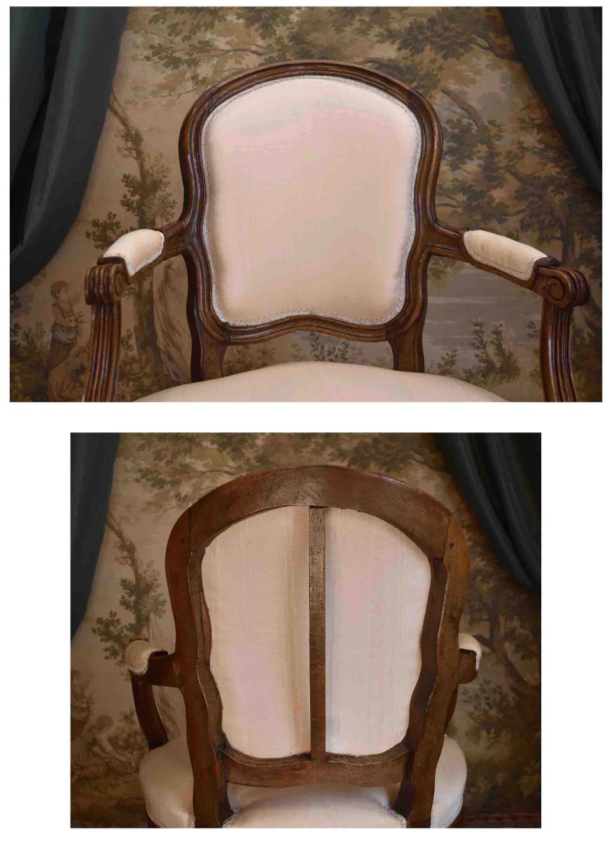 Fauteuil Cabriolet  Transition Louis XV -  Louis XVI  En Hêtre Patiné, époque XVIIIe  Siècle-photo-2