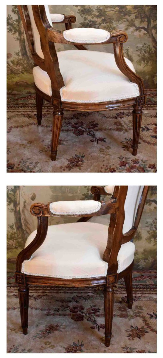 Fauteuil Cabriolet  Transition Louis XV -  Louis XVI  En Hêtre Patiné, époque XVIIIe  Siècle-photo-5