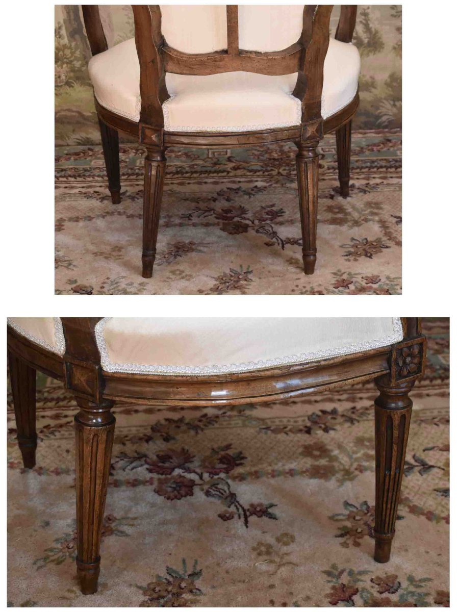 Fauteuil Cabriolet  Transition Louis XV -  Louis XVI  En Hêtre Patiné, époque XVIIIe  Siècle-photo-6