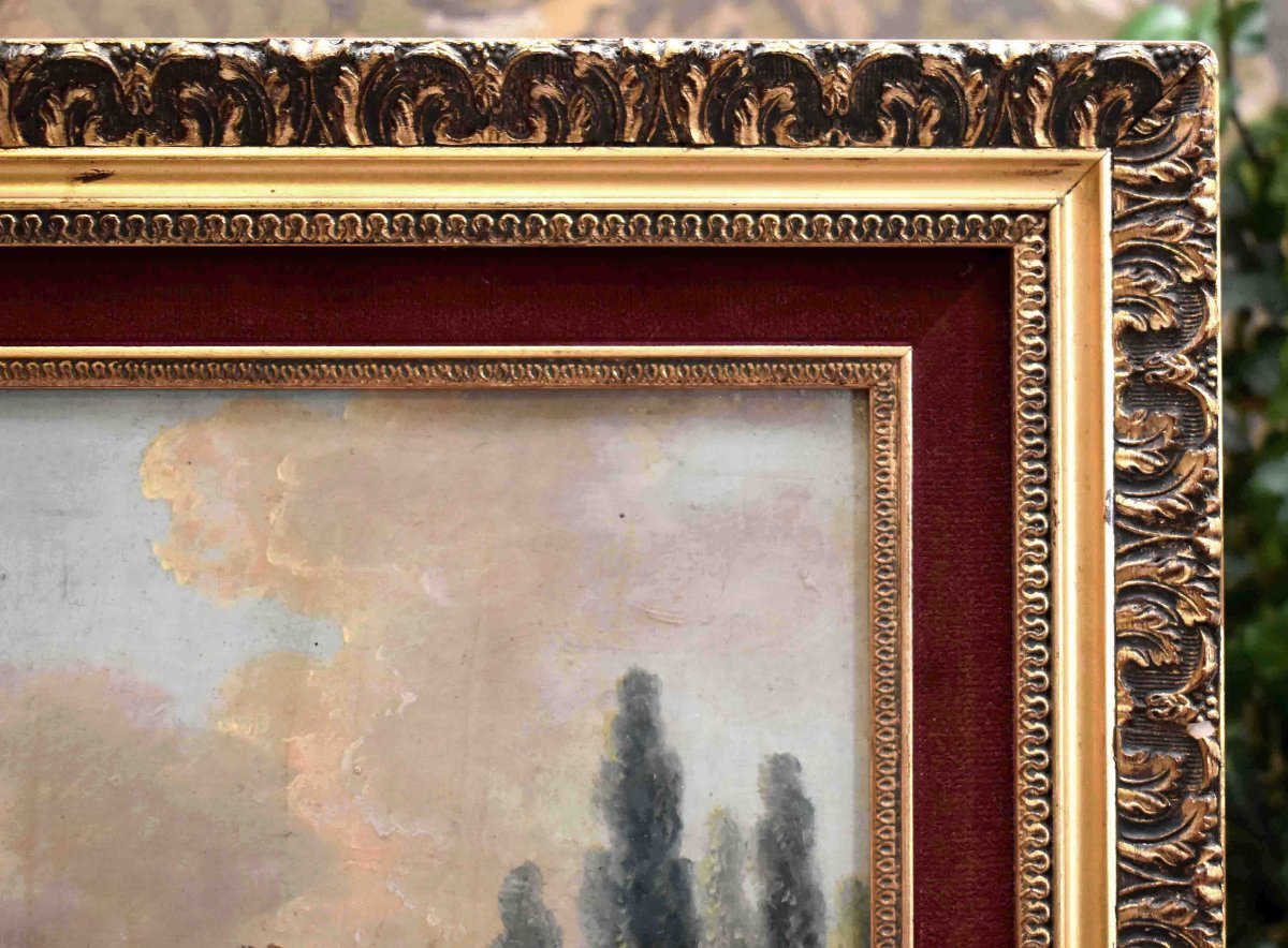 Paysage De Ruine Animé , Décor à l'Antique. fin XIXe , dans le goût d'Hubert Robert -photo-6