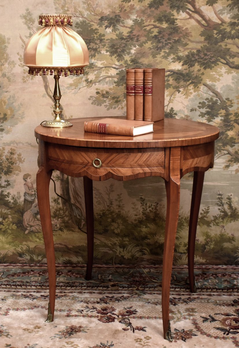 Louis XV-style Inlaid Side Table, Coffee Table, Center Table, Side Table, Marquetry And Curling -photo-2