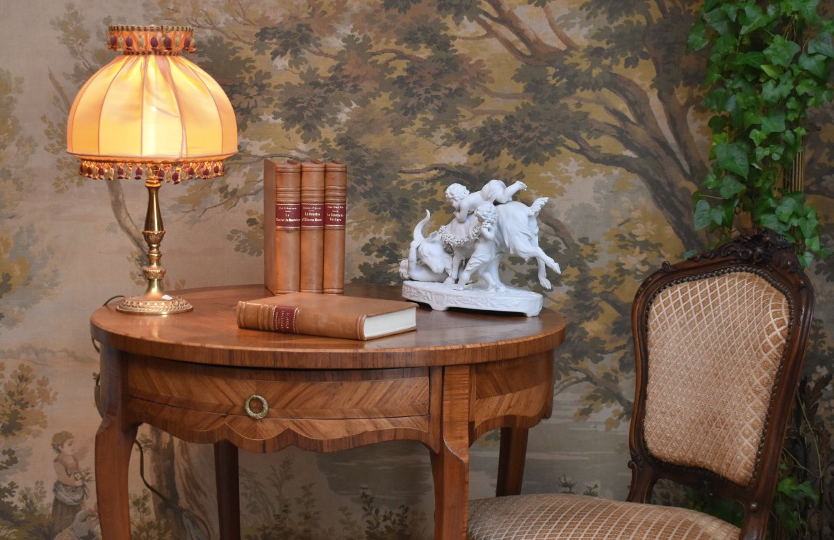 Louis XV-style Inlaid Side Table, Coffee Table, Center Table, Side Table, Marquetry And Curling -photo-4