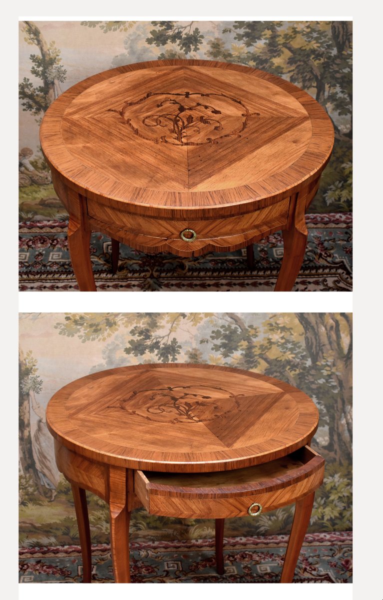 Louis XV-style Inlaid Side Table, Coffee Table, Center Table, Side Table, Marquetry And Curling -photo-3