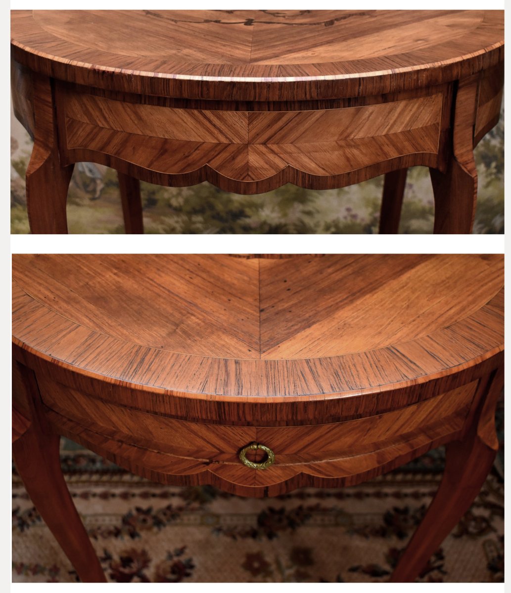 Louis XV-style Inlaid Side Table, Coffee Table, Center Table, Side Table, Marquetry And Curling -photo-5