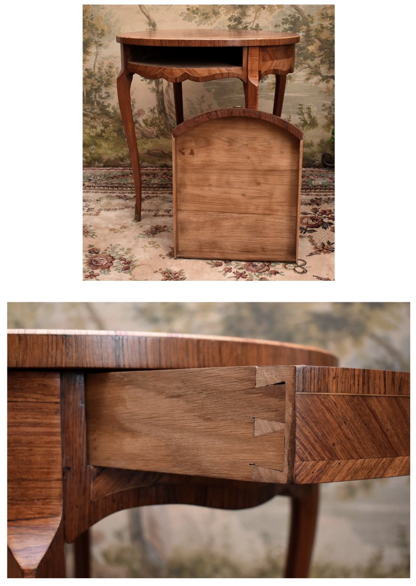 Louis XV-style Inlaid Side Table, Coffee Table, Center Table, Side Table, Marquetry And Curling -photo-8