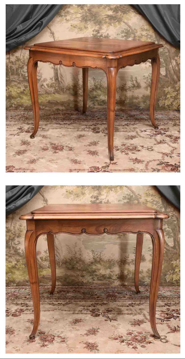 Louis XV-style Game Table Or Pedestal Table, With A Removable Top Covered In Leather Or Crimped Fabric.-photo-4