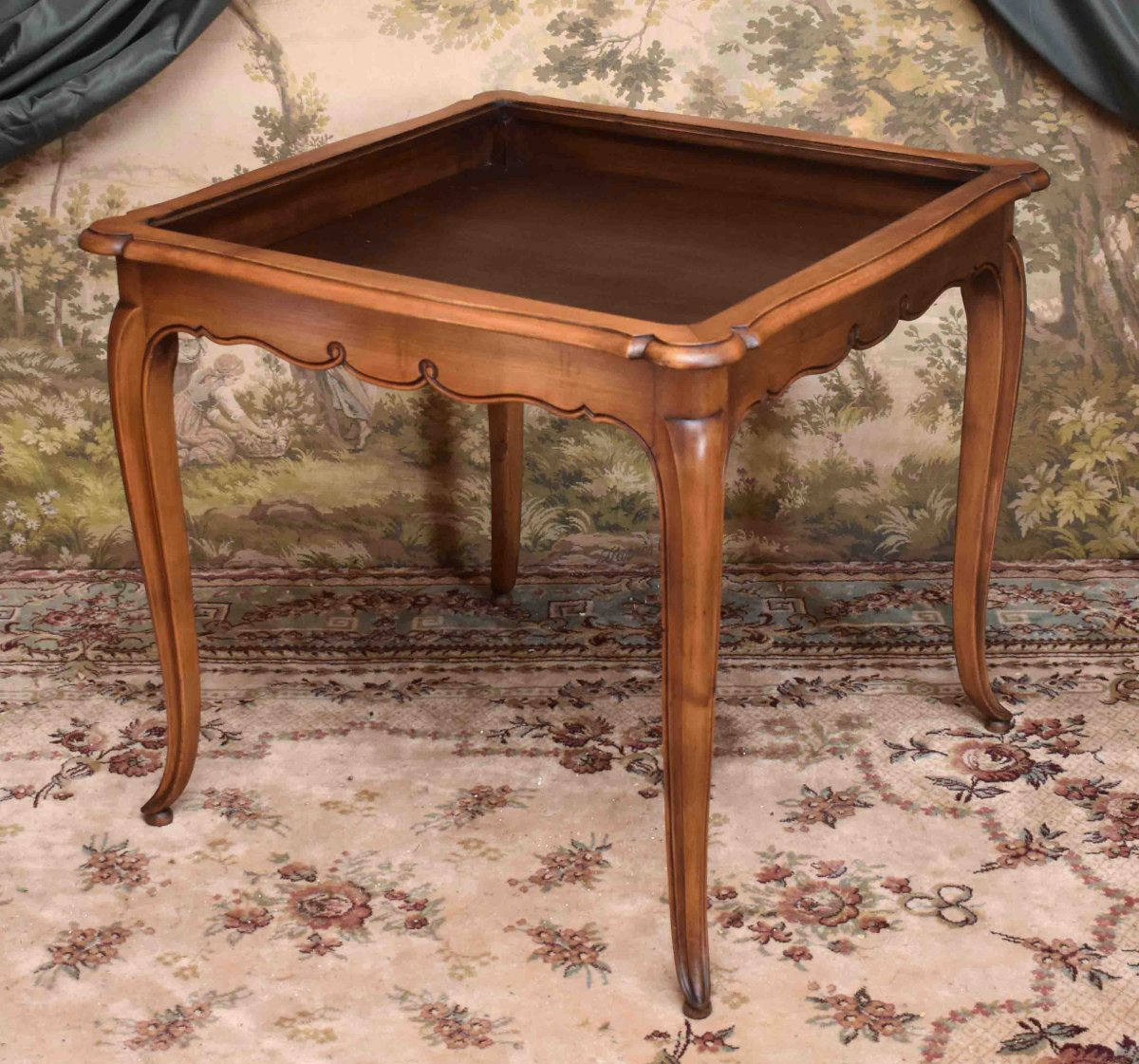 Louis XV-style Game Table Or Pedestal Table, With A Removable Top Covered In Leather Or Crimped Fabric.-photo-5