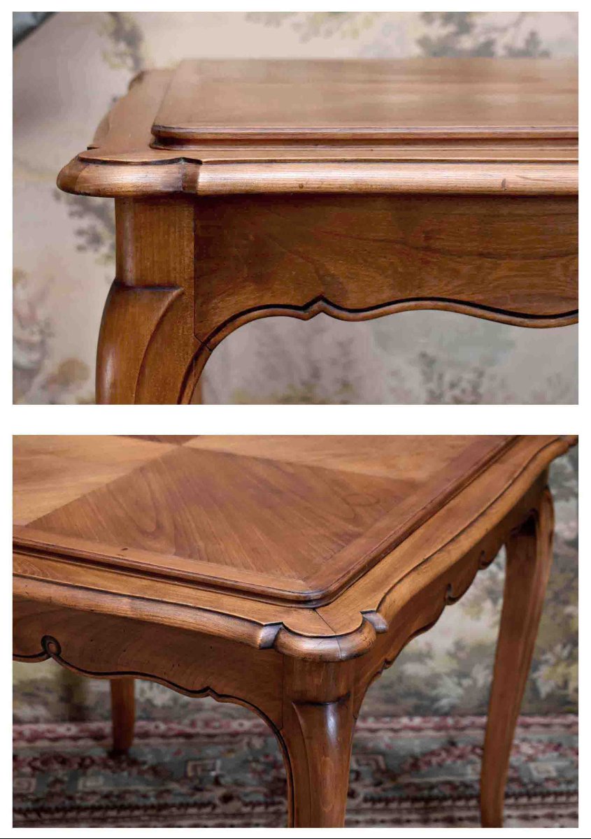 Louis XV-style Game Table Or Pedestal Table, With A Removable Top Covered In Leather Or Crimped Fabric.-photo-6