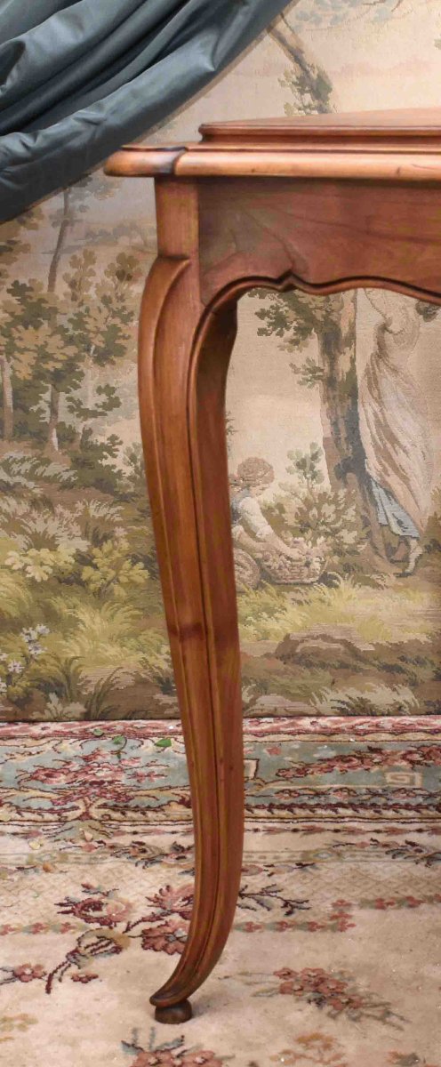 Louis XV-style Game Table Or Pedestal Table, With A Removable Top Covered In Leather Or Crimped Fabric.-photo-7