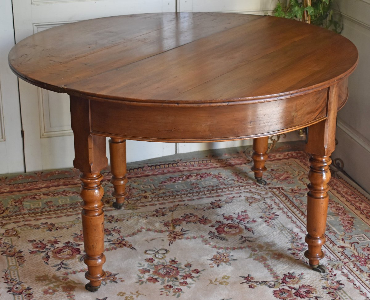 Half-moon Table In Walnut, 19th Century -photo-2