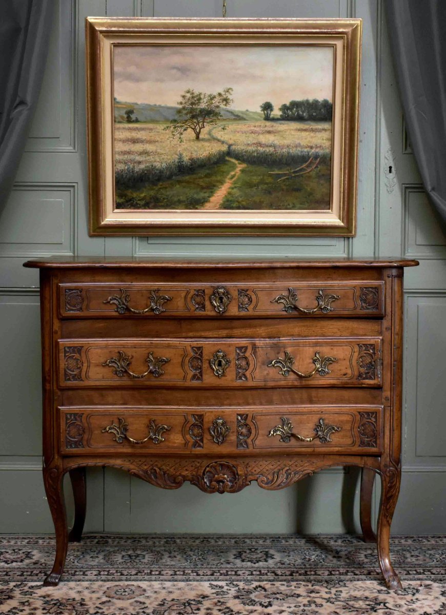 Country Landscape Painting, Springtime Rural Scene, Fields And A Plow-photo-4