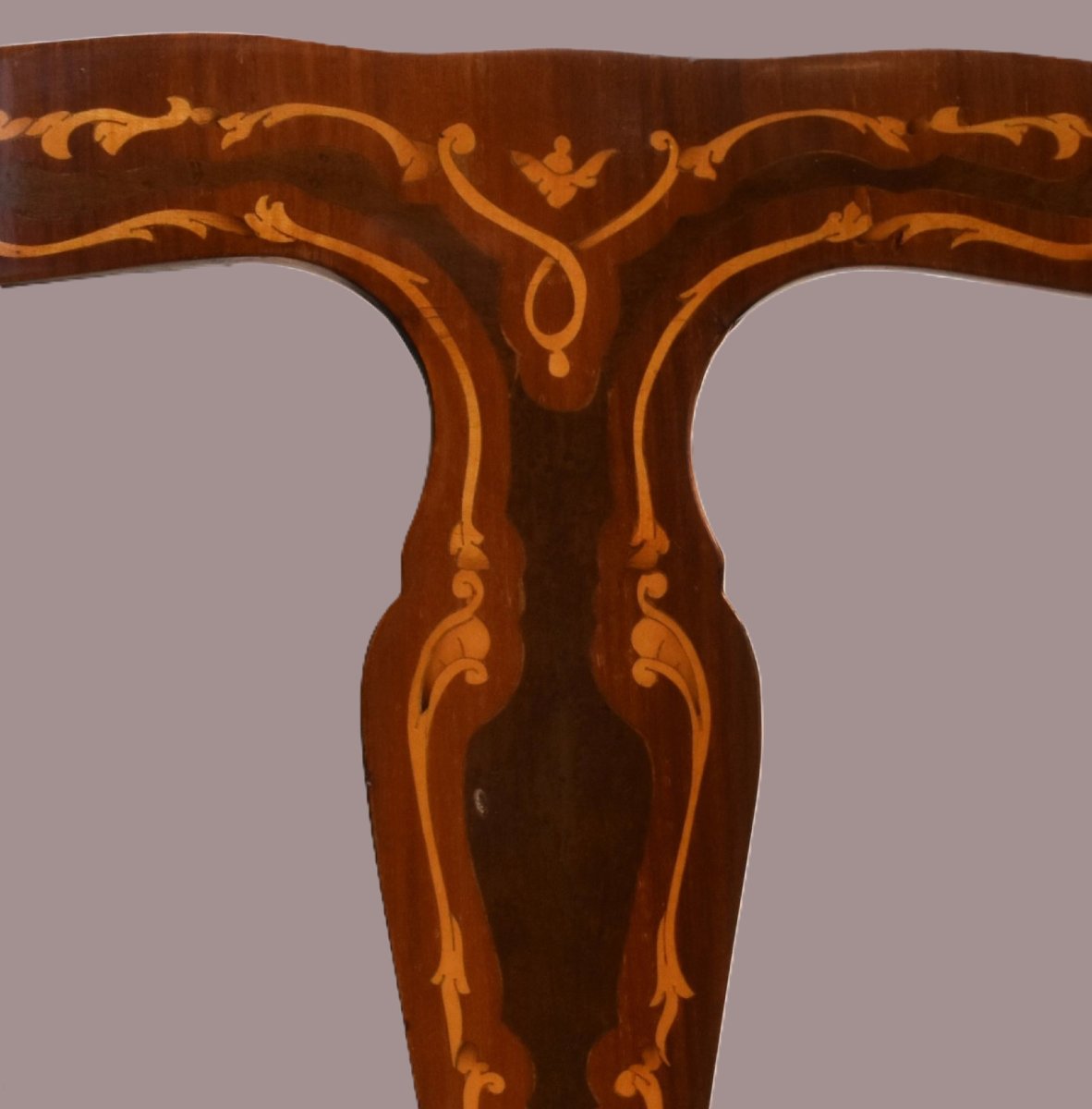 Paire De Chaises gondoles, assise amovible Décor De  Marqueterie , Rinceaux En Bois Clair.-photo-5