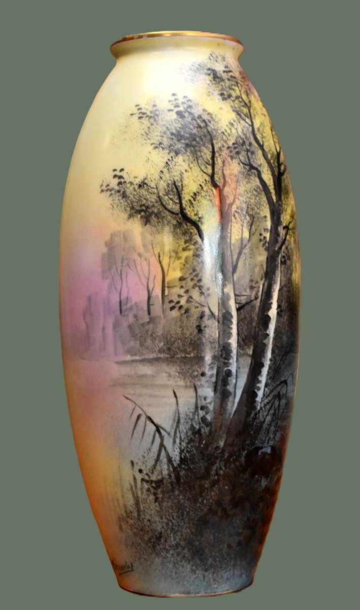 Marcadet, Decorator, Limoges, Porcelain, Hand-painted Decor, Lakeside Scene, Swans, Bernardaud-photo-4