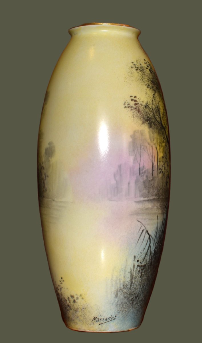 Marcadet, Decorator, Limoges, Porcelain, Hand-painted Decor, Lakeside Scene, Swans, Bernardaud-photo-2