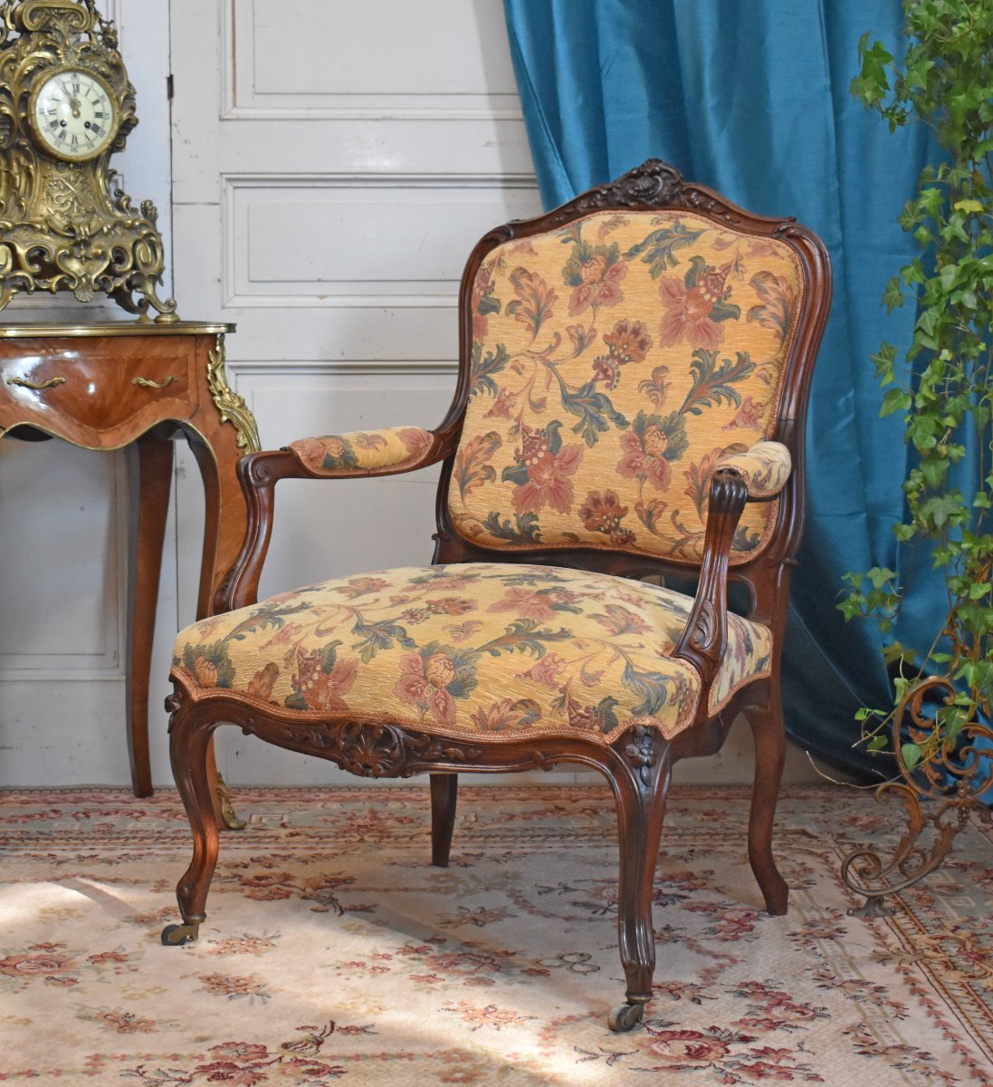 Paire De Fauteuils  Style Louis XV dossier à la Reine en Palissandre. XIXe siècle-photo-4